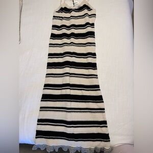 Striped Black and White Midi Dress